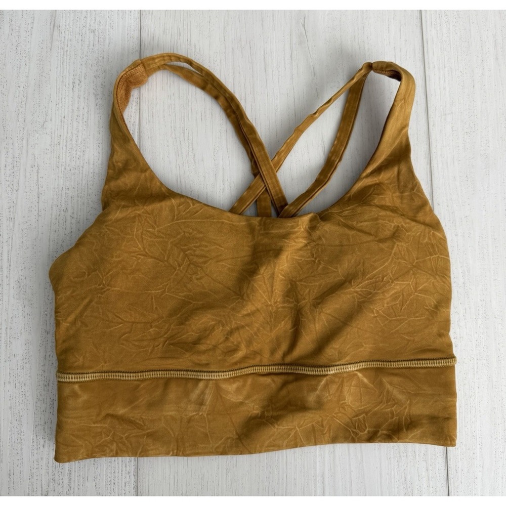 Lululemon Energy Longline Bra Sports Bra Sz 4 Ice Washed Spice Bronze Dye